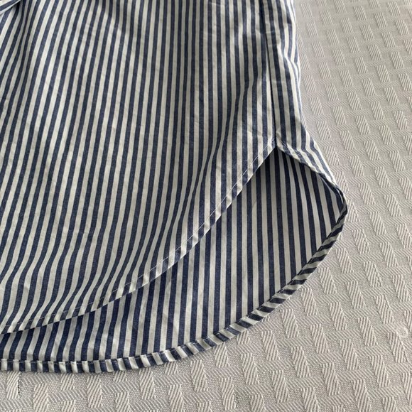 Bogner tunic top Women’s 6 Blue White Stripe Orange Crochet Detail Hidden Button - Picture 9 of 12